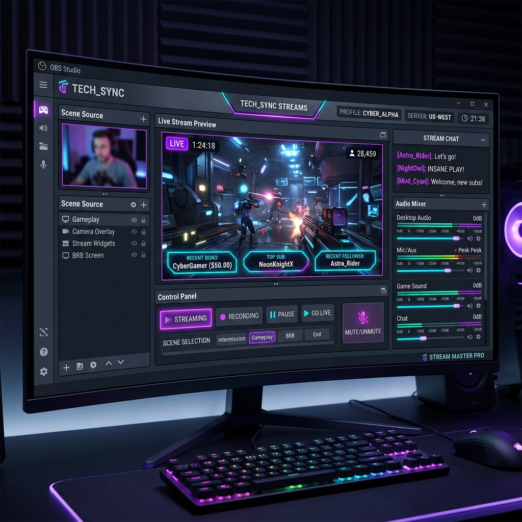 Streaming dashboard floating mockup